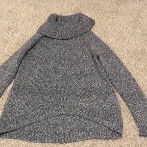 Gray turtleneck knitted sweater